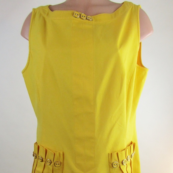 Suze Chin Yellow Sleeveless Dress w/ Pockets - Picture 1 of 8